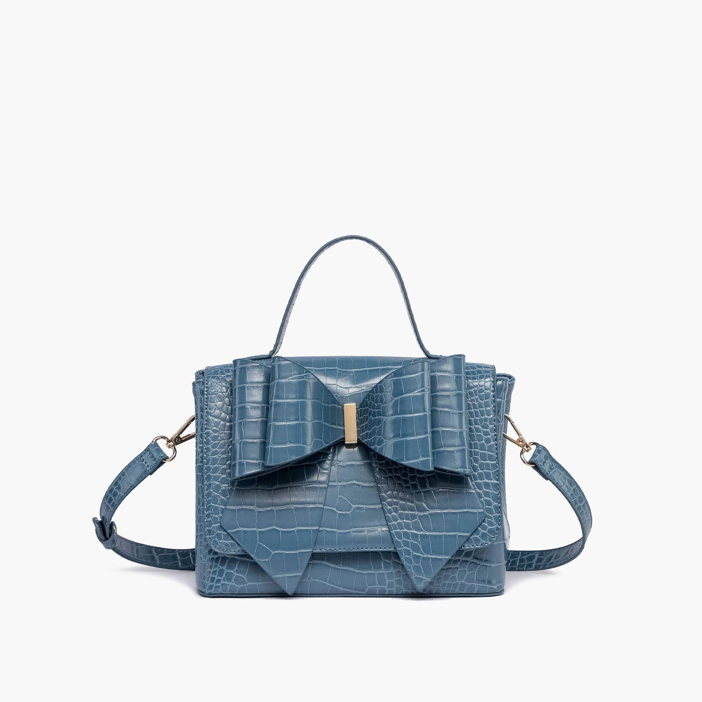Celia Double Bowtie Embossed Crossbody: Cognac