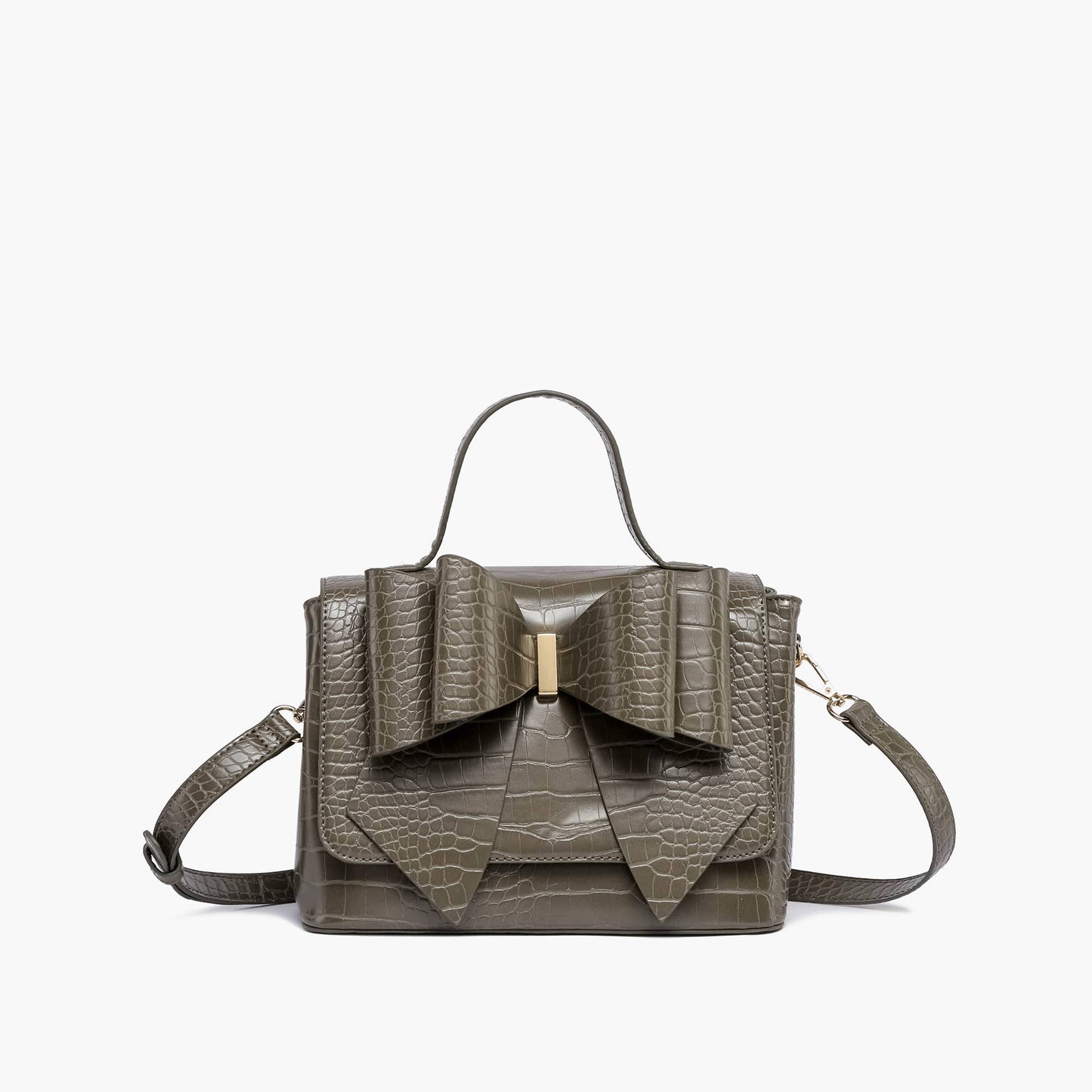 Celia Double Bowtie Embossed Crossbody: Cognac