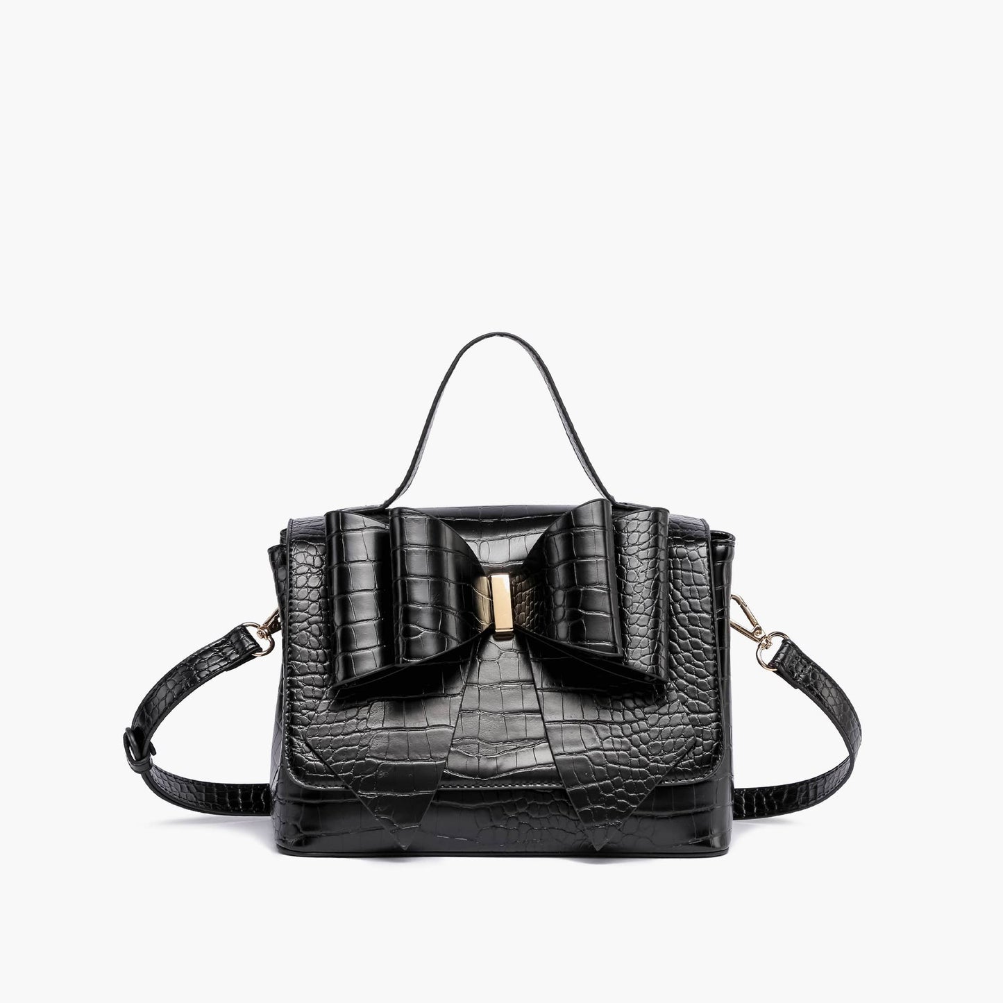 Celia Double Bowtie Embossed Crossbody: Cognac