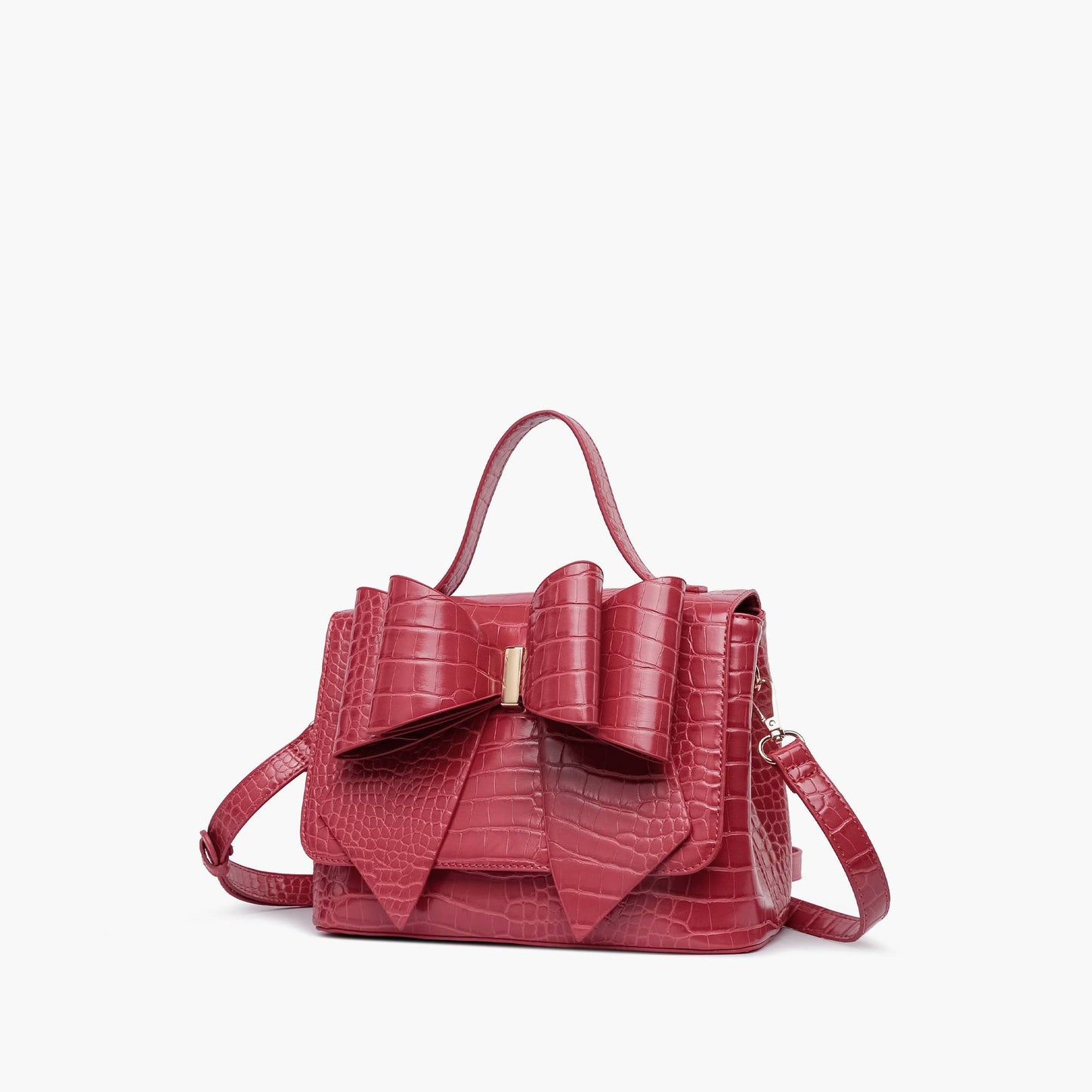 Celia Double Bowtie Embossed Crossbody: Cognac