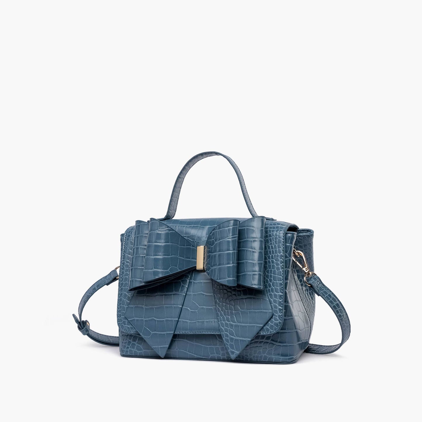 Celia Double Bowtie Embossed Crossbody: Cognac