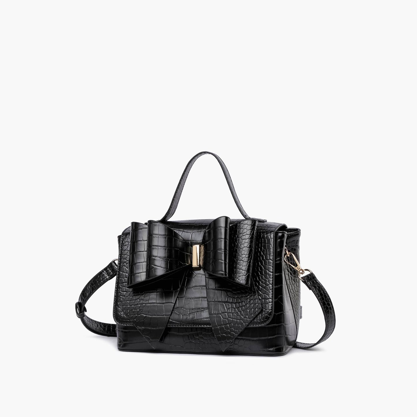 Celia Double Bowtie Embossed Crossbody: Cognac