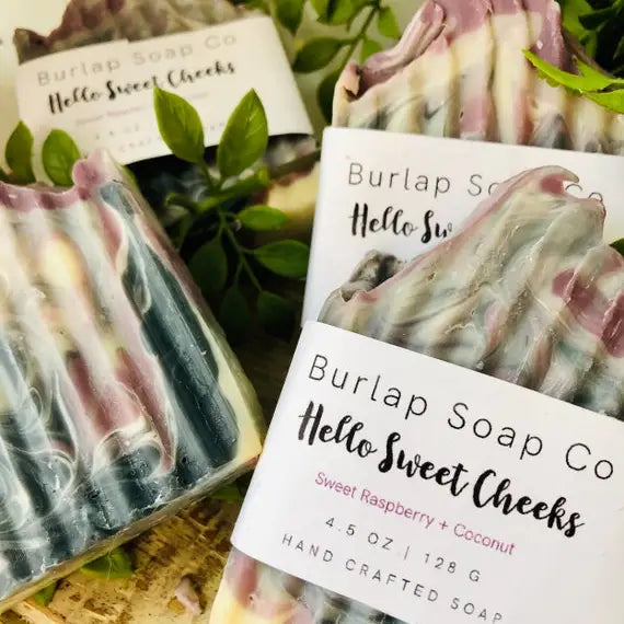 Burlap Soap Co - Hello Sweet Cheeks Sweet Raspberry Coconut Handcrafted Soap