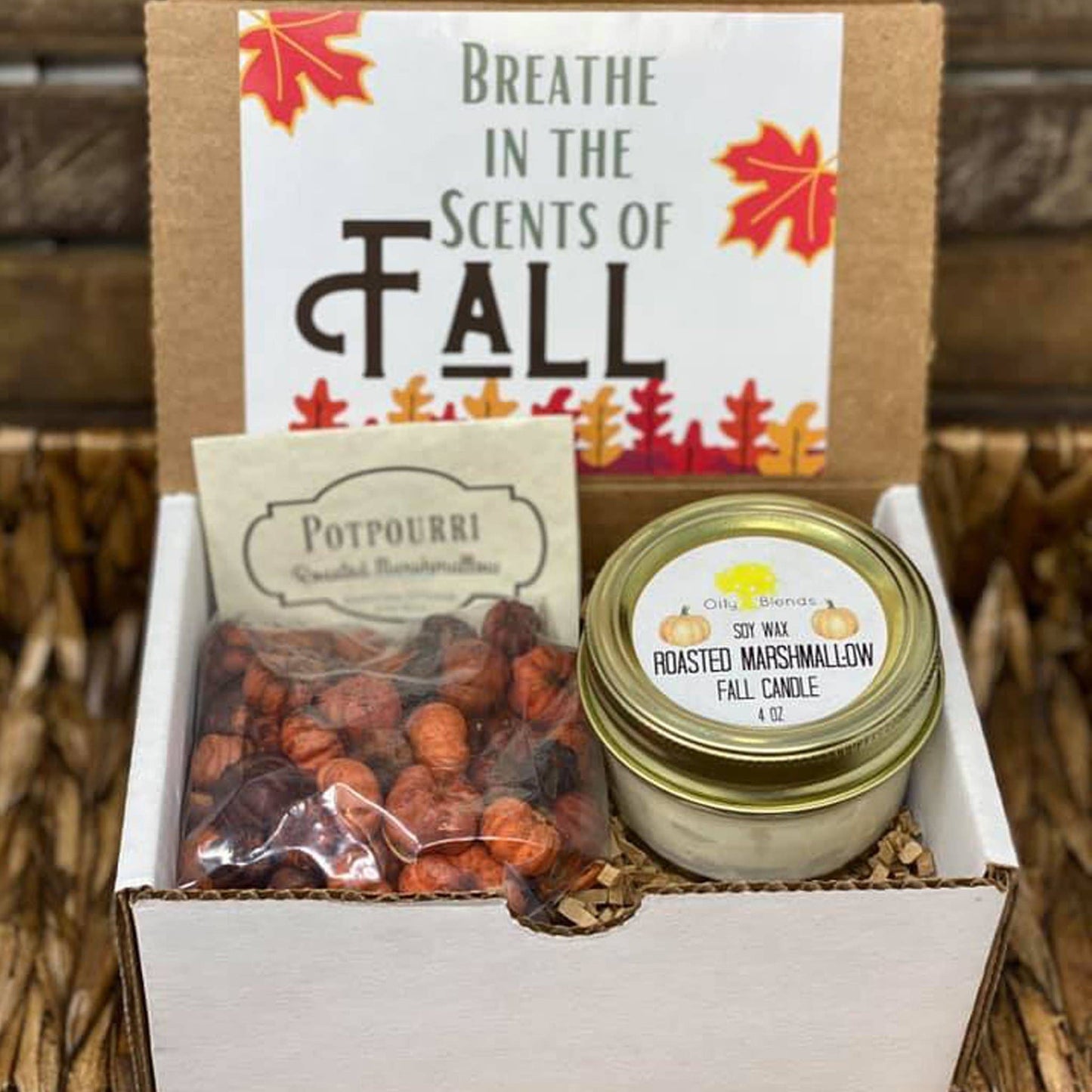 Fall Gift Boxes with Candle and Potpourri: Roasted Marshmallow
